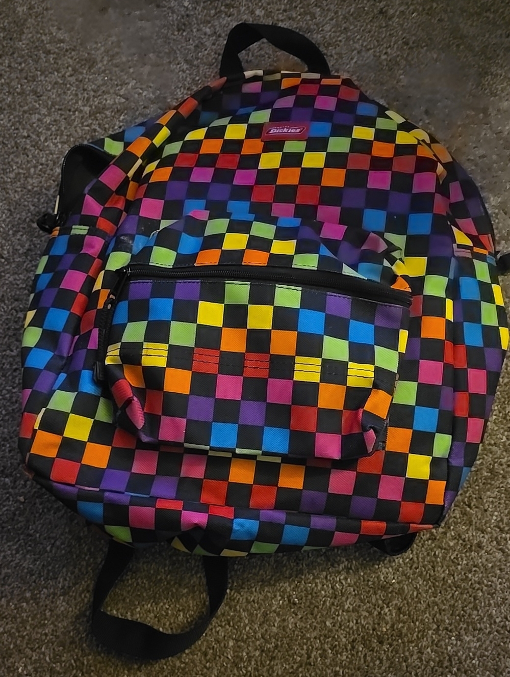 Unused Dickies multicolor rainbow checkered backpack